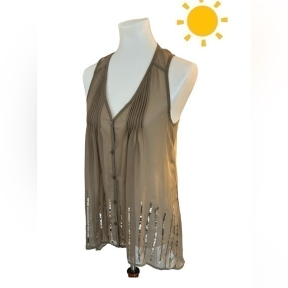 Apt 9 sheer sleeveless button-down top with sequins